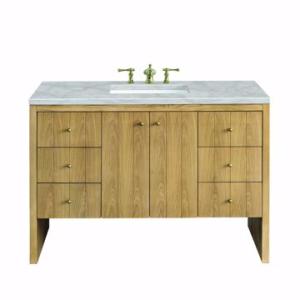 Hudson 48IN Single Vanity Light Natural Oak w/ 3 CM Victorian Silver Top