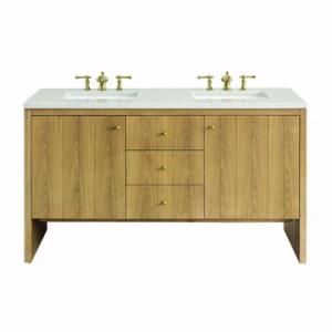 Hudson 60IN Double Vanity Light Natural Oak w/ 3 CM Lime Delight Top