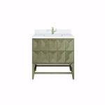 Emmeline 36IN Single Vanity Pebble Oak w/ Single Hole 3 CM White Zeus Top & Backsplash