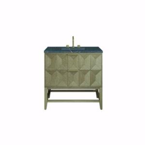 Emmeline 36IN Single Vanity Pebble Oak w/ 3 CM Parisien Bleu Top