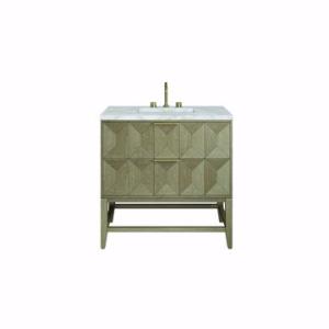 Emmeline 36IN Single Vanity Pebble Oak w/ 3 CM Victorian Silver Top