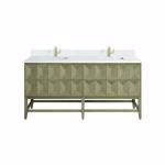 Emmeline 72IN Double Vanity Pebble Oak w/ Single Hole 3 CM White Zeus Top & Backsplash