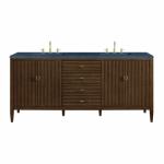 Myrrin 72IN Double Vanity Mid Century Walnut w/ 3 CM Charcoal Soapstone Silestone Top