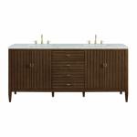 Myrrin 72IN Double Vanity Mid Century Walnut w/ 3 CM Eternal Jasmine Pearl Silestone Top