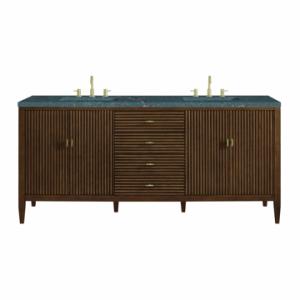 Myrrin 72IN Double Vanity Mid Century Walnut w/ 3 CM Parisien Bleu Silestone Top