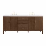 Myrrin 72IN Double Vanity Mid Century Walnut w/ 3 CM White Zeus Silestone Top