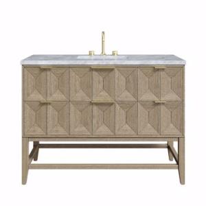 Emmeline 48IN Single Vanity Pebble Oak w/ 3 CM Carrara White Marble Top