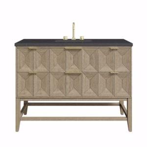 Emmeline 48IN Single Vanity Pebble Oak w/ 3 CM Charcoal Soapstone Silestone Top