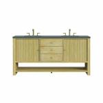 Marigot 72IN Double Vanity Sunwashed Oak w/ 3 CM Charcoal Soapstone Silestone Top