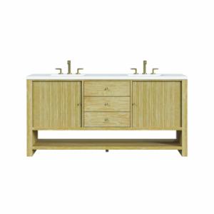 Marigot 72IN Double Vanity Sunwashed Oak w/ 3 CM White Zeus Silestone Top