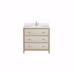 Celeste 36IN Single Vanity Sunwashed Oak with Embossed Shagreen w/ Single Hole 3 CM White Zeus Silestone Top & Backsplash