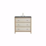 Celeste 36IN Single Vanity Sunwashed Oak with Embossed Shagreen w/ 3 CM Parisien Bleu Silestone Top