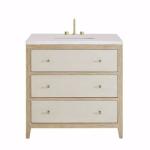 Celeste 36IN Single Vanity Sunwashed Oak with Embossed Shagreen w/ 3 CM White Zeus Silestone Top
