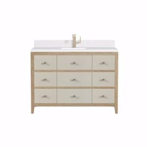 Celeste 48IN Single Vanity Sunwashed Oak with Embossed Shagreen w/ Single Hole 3 CM White Zeus Silestone Top & Backsplash