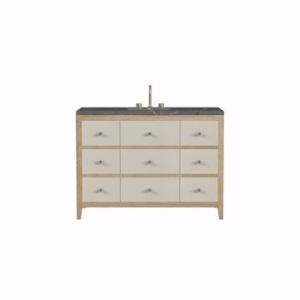 Celeste 48IN Single Vanity Sunwashed Oak with Embossed Shagreen w/ 3 CM Parisien Bleu Silestone Top