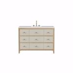 Celeste 48IN Single Vanity Sunwashed Oak with Embossed Shagreen w/ 3 CM White Zeus Silestone Top