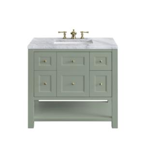 Breckenridge 36IN Single Vanity Smokey Celadon w/ 3 CM Carrara Marble Top