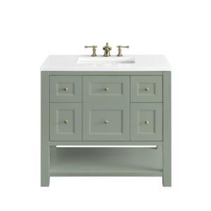 Breckenridge 36IN Single Vanity Smokey Celadon w/ 3 CM White Zeus Top
