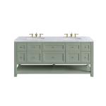 Breckenridge 72IN Double Vanity Smokey Celadon w/ 3 CM Carrara Marble Top