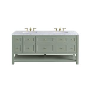 Breckenridge 72IN Double Vanity Smokey Celadon w/ 3 CM Carrara Marble Top