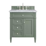 Brittany 30IN Single Vanity Smokey Celadon w/ 3 CM Carrara Marble Top