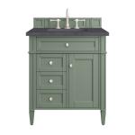 Brittany 30IN Single Vanity Smokey Celadon w/ 3 CM Charcoal Soapstone Top