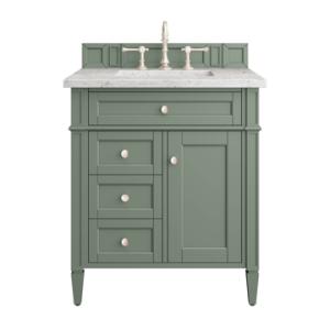 Brittany 30IN Single Vanity Smokey Celadon w/ 3 CM Eternal Jasmine Pearl Top