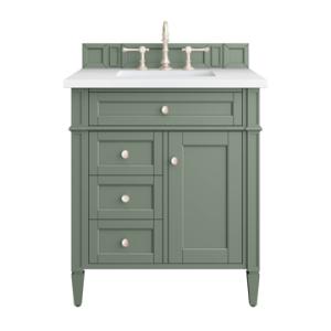 Brittany 30IN Single Vanity Smokey Celadon w/ 3 CM White Zeus Top