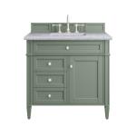 Brittany 36IN Single Vanity Smokey Celadon w/ 3 CM Carrara Marble Top