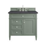 Brittany 36IN Single Vanity Smokey Celadon w/ 3 CM Charcoal Soapstone Top