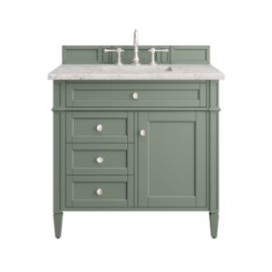 Brittany 36IN Single Vanity Smokey Celadon w/ 3 CM Eternal Jasmine Pearl Top