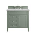 Brittany 36IN Single Vanity Smokey Celadon w/ 3 CM Ethereal Noctis Top