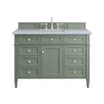 Brittany 48IN Single Vanity Smokey Celadon w/ 3 CM Carrara Marble Top