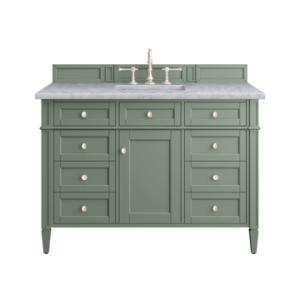 Brittany 48IN Single Vanity Smokey Celadon w/ 3 CM Carrara Marble Top