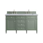 Brittany 60IN Double Vanity Smokey Celadon w/ 3 CM Carrara Marble Top