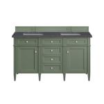 Brittany 60IN Double Vanity Smokey Celadon w/ 3 CM Charcoal Soapstone Top