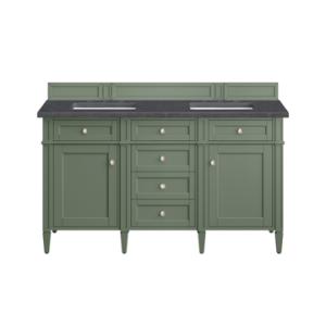Brittany 60IN Double Vanity Smokey Celadon w/ 3 CM Charcoal Soapstone Top