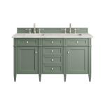 Brittany 60IN Double Vanity Smokey Celadon w/ 3 CM Eternal Jasmine Pearl Top