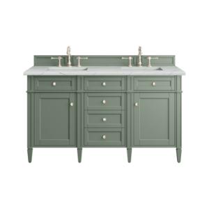 Brittany 60IN Double Vanity Smokey Celadon w/ 3 CM Ethereal Noctis Top