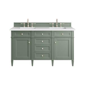 Brittany 60IN Double Vanity Smokey Celadon w/ 3 CM White Zeus Top