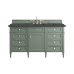 Brittany 60IN Single Vanity Smokey Celadon w/ 3 CM Charcoal Soapstone Top