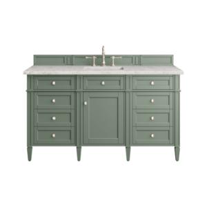 Brittany 60IN Single Vanity Smokey Celadon w/ 3 CM Eternal Jasmine Pearl Top