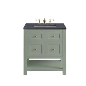 Breckenridge 30IN Single Vanity Smokey Celadon w/ 3 CM Charcoal Soapstone Top