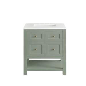 Breckenridge 30IN Single Vanity Smokey Celadon w/ 3 CM White Zeus Top