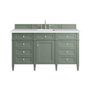 Brittany 60IN Single Vanity Smokey Celadon w/ 3 CM White Zeus Top