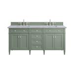 Brittany 72IN Double Vanity Smokey Celadon w/ 3 CM Carrara Marble Top
