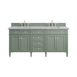 Brittany 72IN Double Vanity Smokey Celadon w/ 3 CM Carrara Marble Top