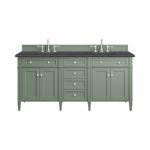 Brittany 72IN Double Vanity Smokey Celadon w/ 3 CM Charcoal Soapstone Top