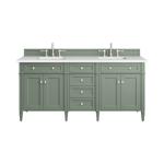 Brittany 72IN Double Vanity Smokey Celadon w/ 3 CM White Zeus Top