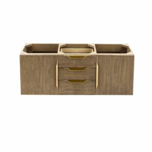 Columbia 59IN Double Wall Mount Vanity Cabinet Latte Oak Radiant Gold